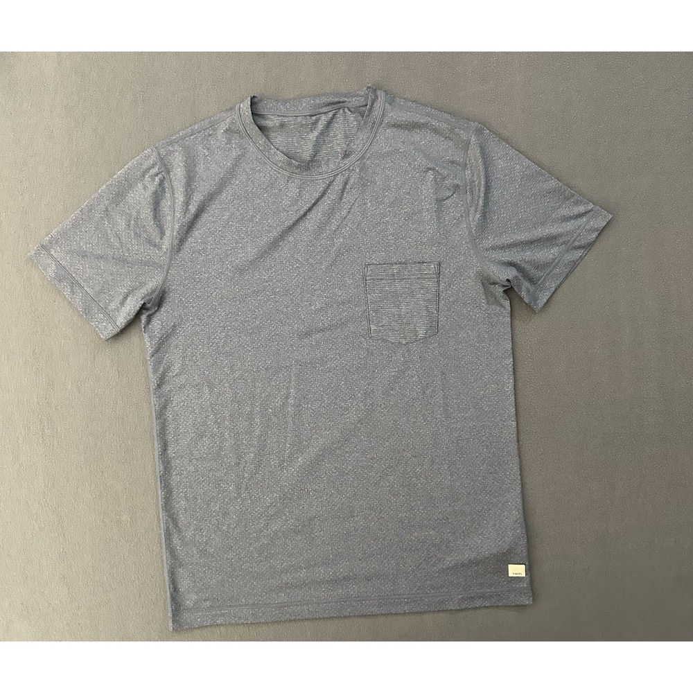 Vuori Tradewind Performance Tee Men's Short Sleeve Pocket Shirt Small Gray